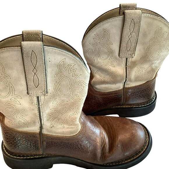 Ariat Fatbaby Western Boots Women's Sz 6B Leather Two-Tone Brown Rodeo Cowgirl - Picture 7 of 11